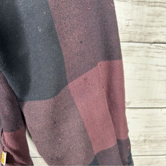 Carhartt Grunge Rugged Flex Fleece Lined Flannel Shirt Purple Plaid M (8/10) - Picture 6 of 15
